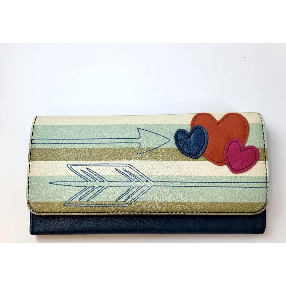 Relic Wallet Womens One Size Multicolor Heart Arrow Checkbook Striped Print Boho